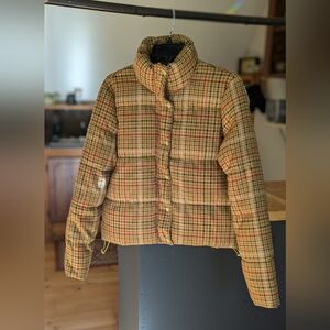 Dèluc Funnel Neck Plaid Puffer